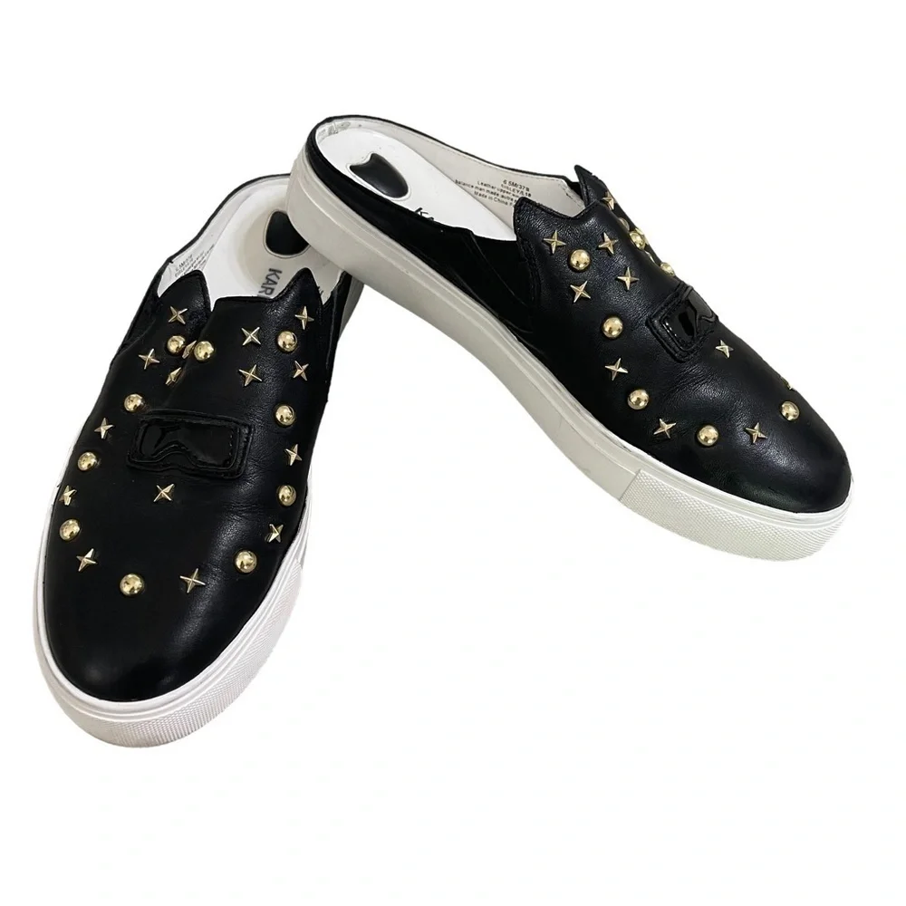 Karl Lagerfeld Paris "Eisley" Slip On Mule Sneakers in Black and Gold Size 6.5 - Picture 5 of 9